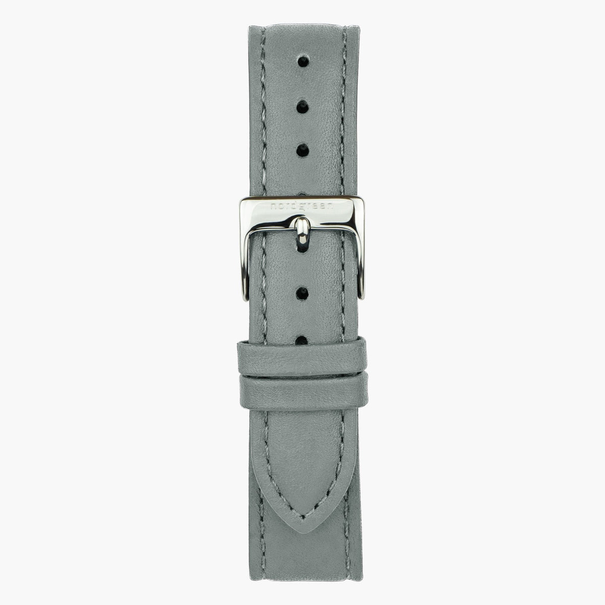 Gray strap with tonal stitching and a silver-tone pin buckle.
