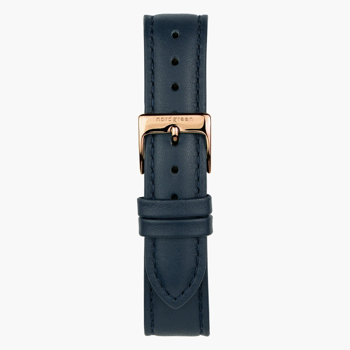 Nordgreen Native 32Mm Rose Gold Watch With White Dial And Navy Leather Strap