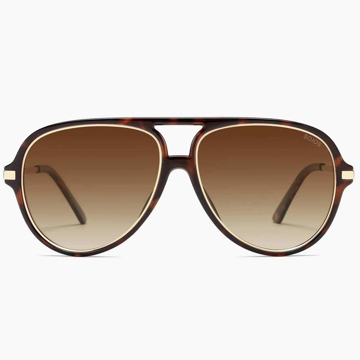 Brown tortoise aviator sunglasses with brown gradient lenses