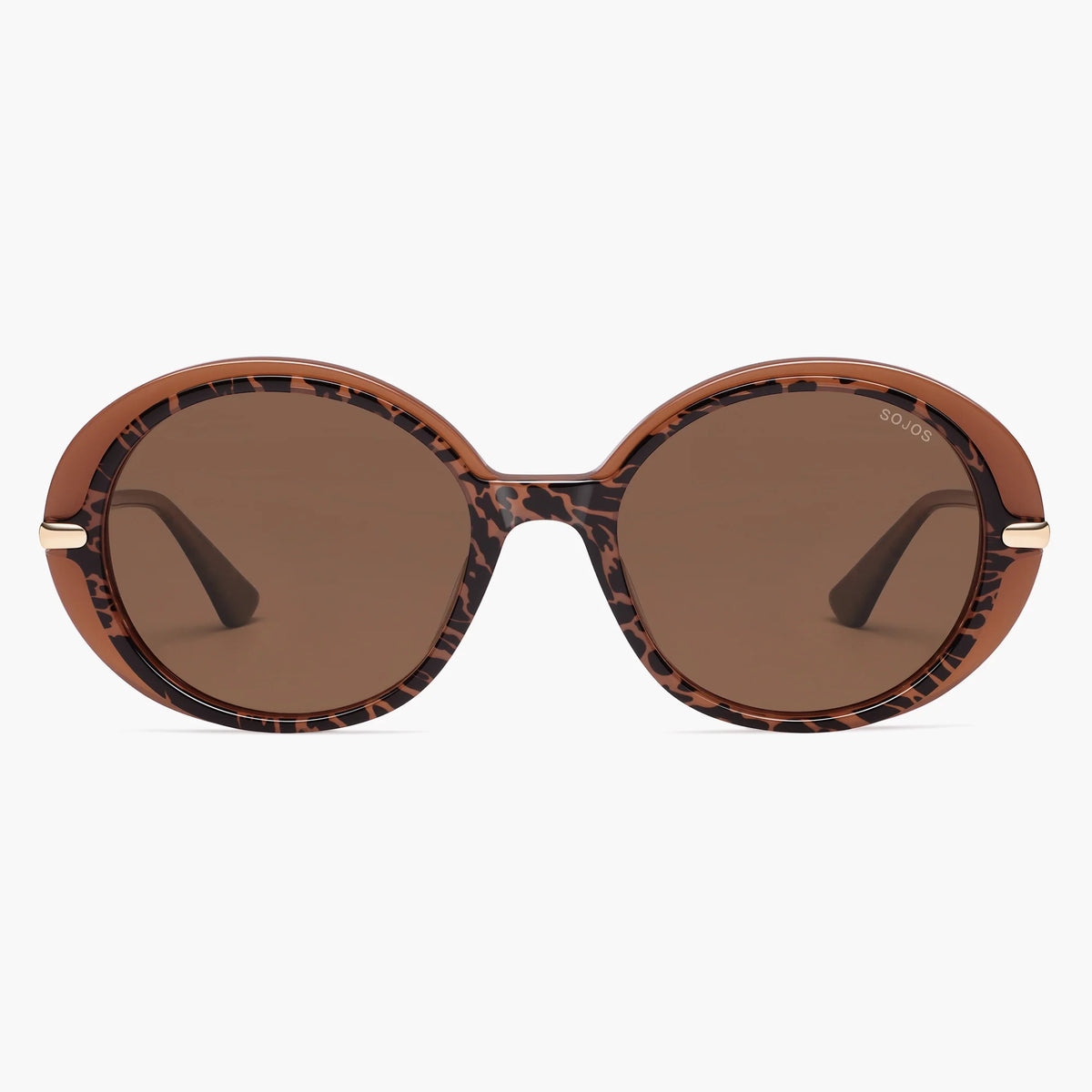 Brown tortoise round sunglasses with brown lenses