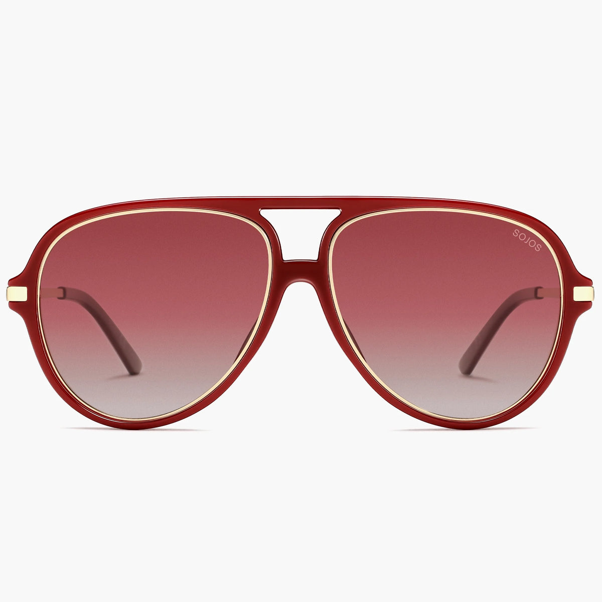 Red aviator sunglasses with red gradient lenses