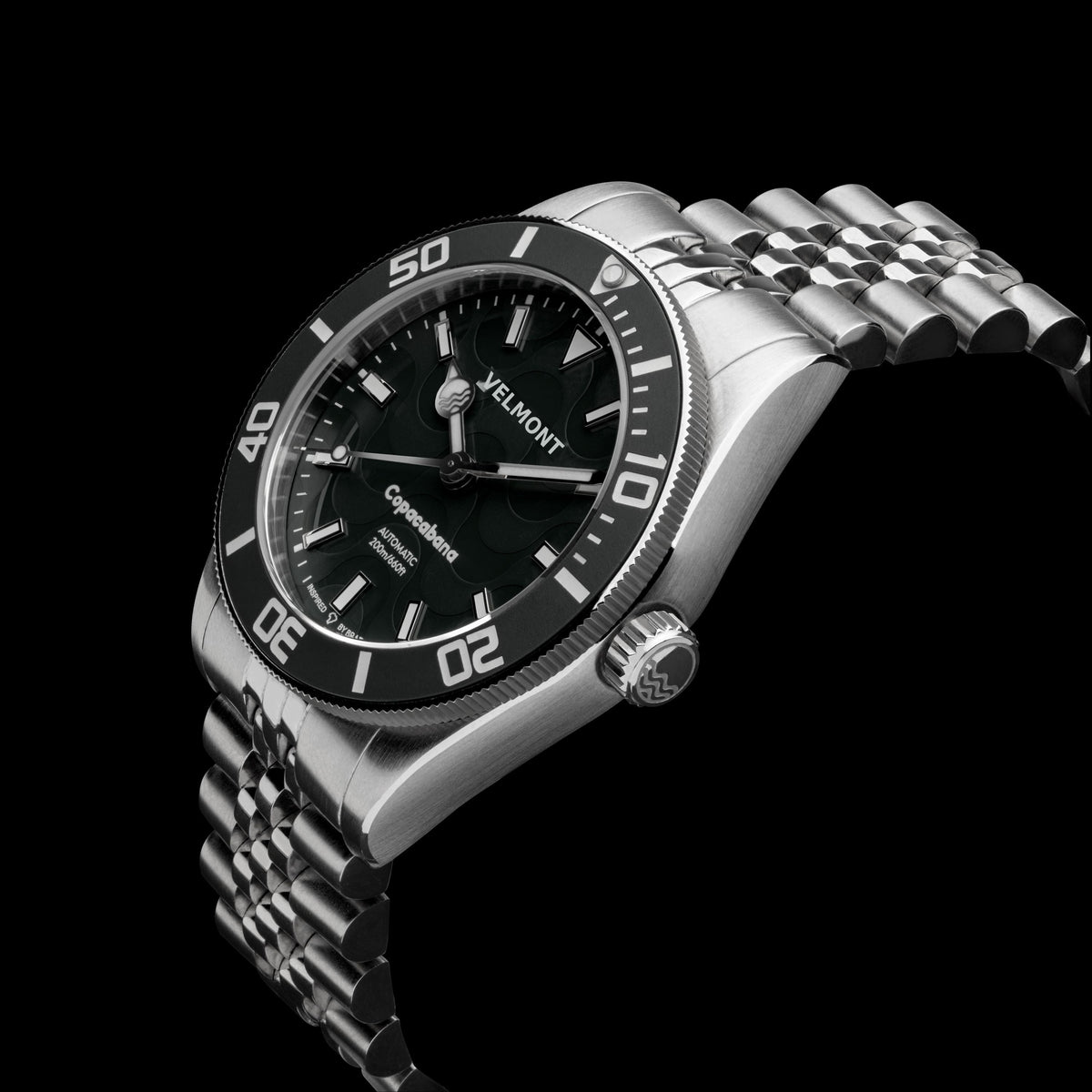 Black watch on bracelet at an angle