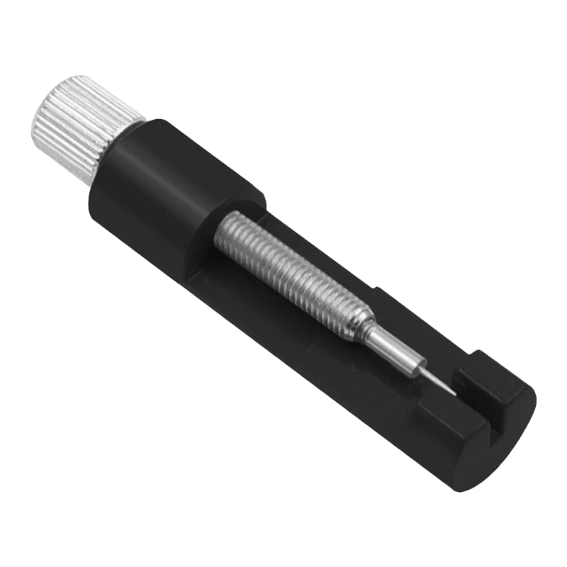 Black link removal tool with screw handle and steel pin