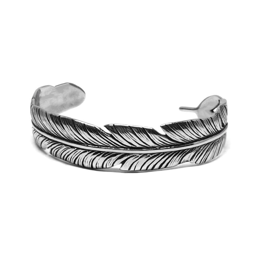 Feather cuff bracelet with engraved detail