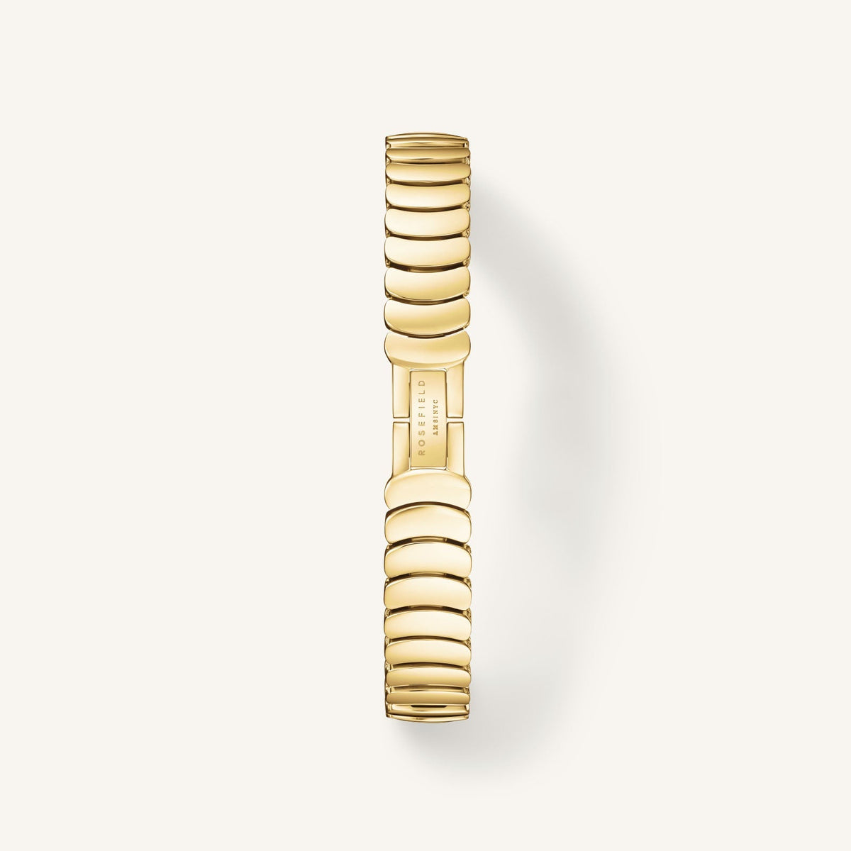 Chunky gold-tone bracelet with clasp, back view