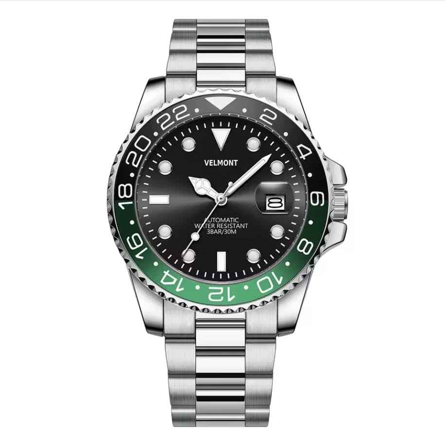 Green and black bezel with black dial
