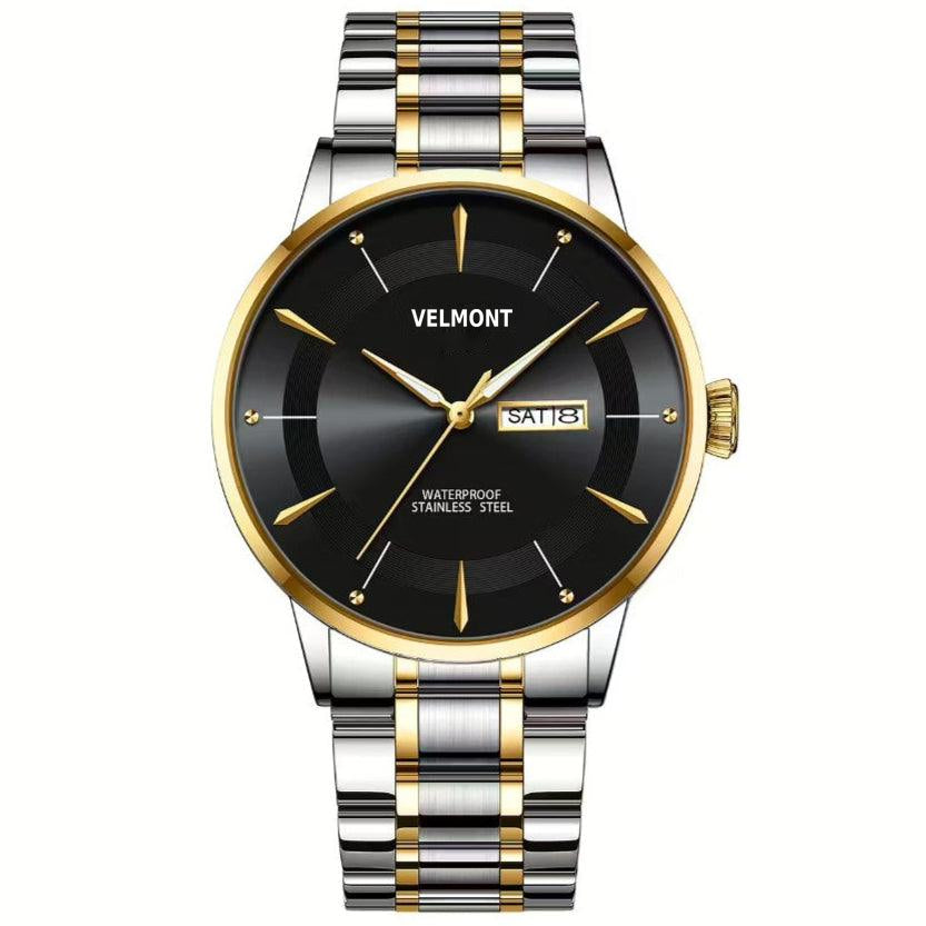 Two tone watch with black dial