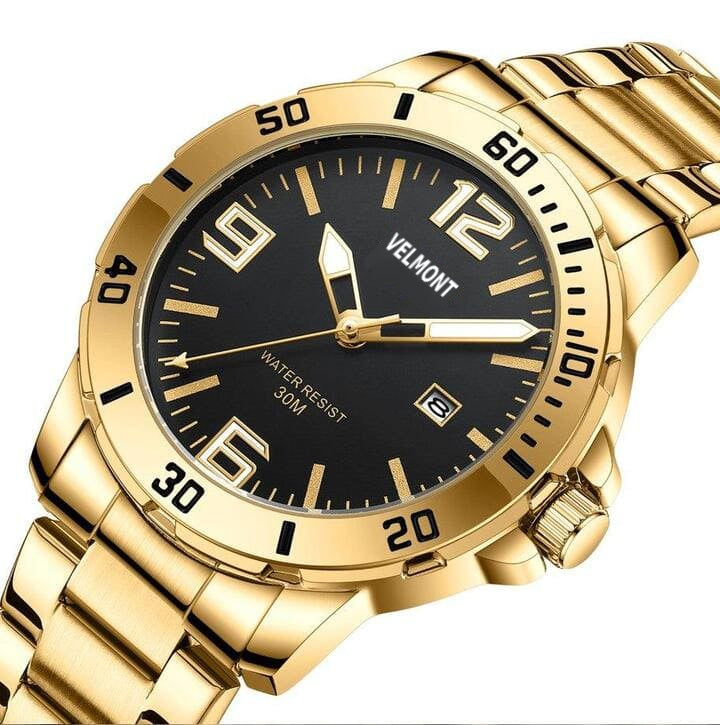 Gold-tone watch at an angle