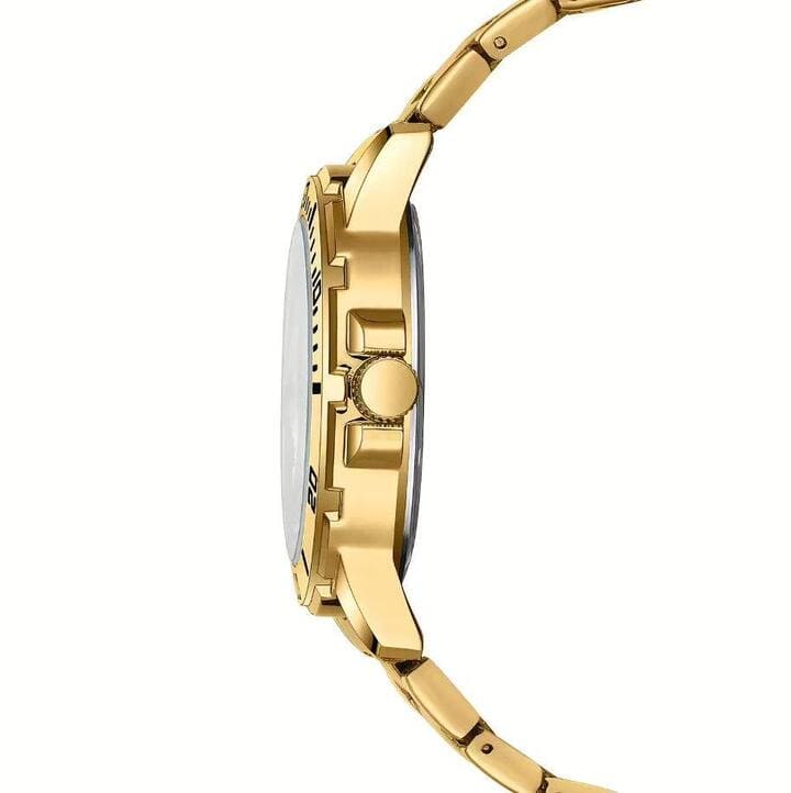 Gold-tone case side profile