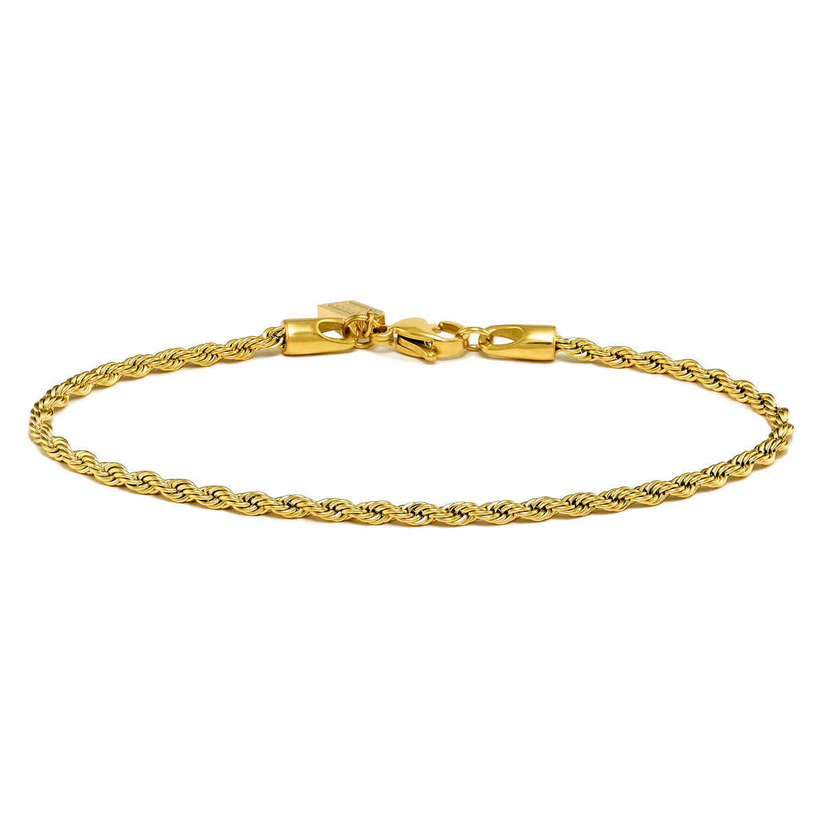 Gold-tone rope chain bracelet laid flat