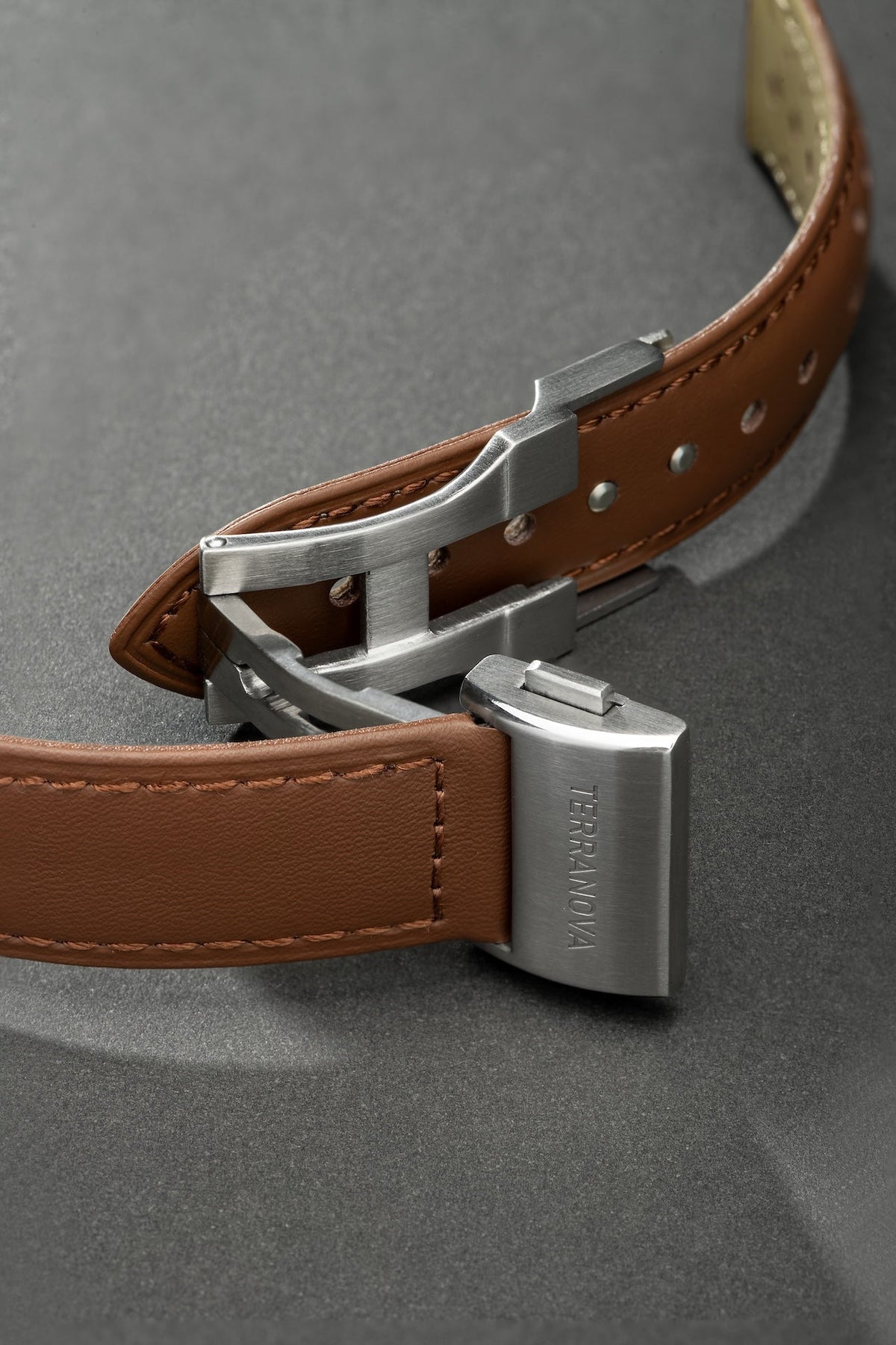 Brown strap with folding buckle
