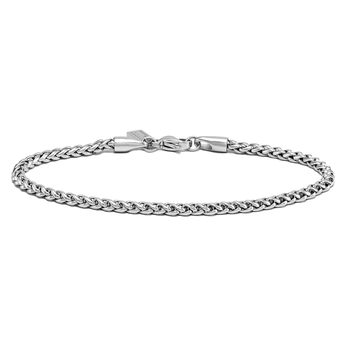 Silver-tone wheat chain bracelet laid flat