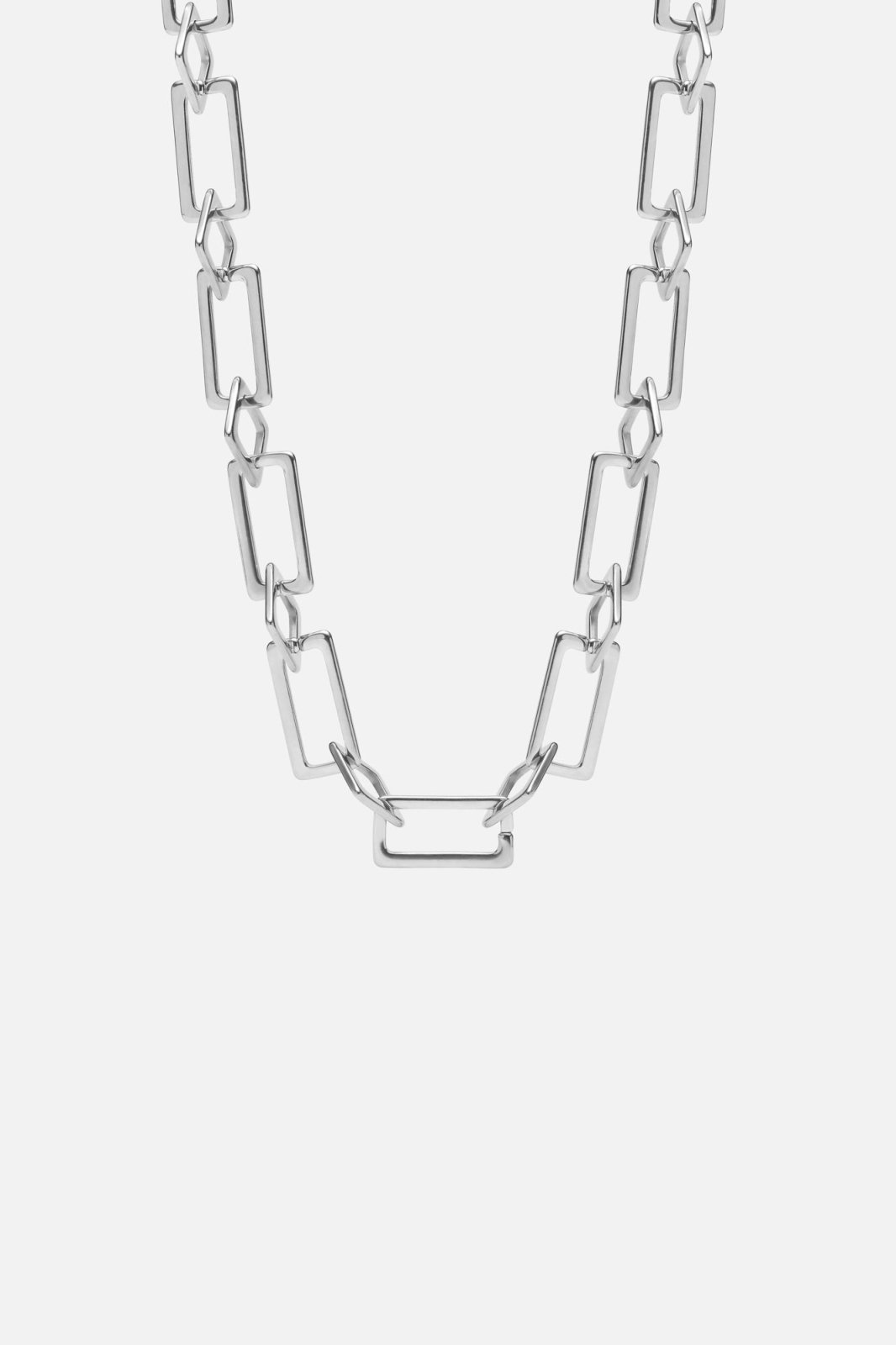 Silver-tone chunky rectangular link necklace, view 3 of 5
