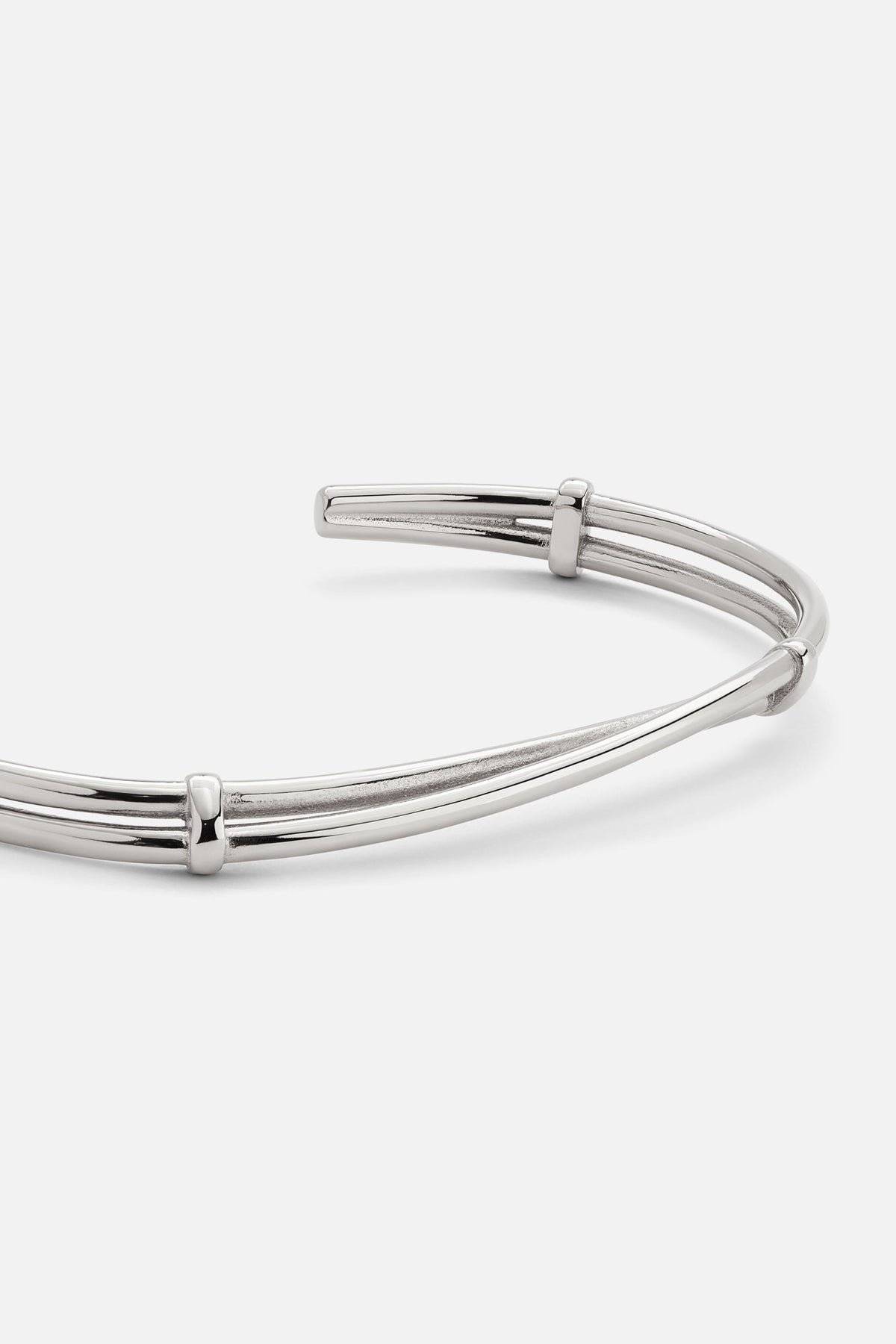 Silver-tone open twisted cuff bracelet, view 3 of 8