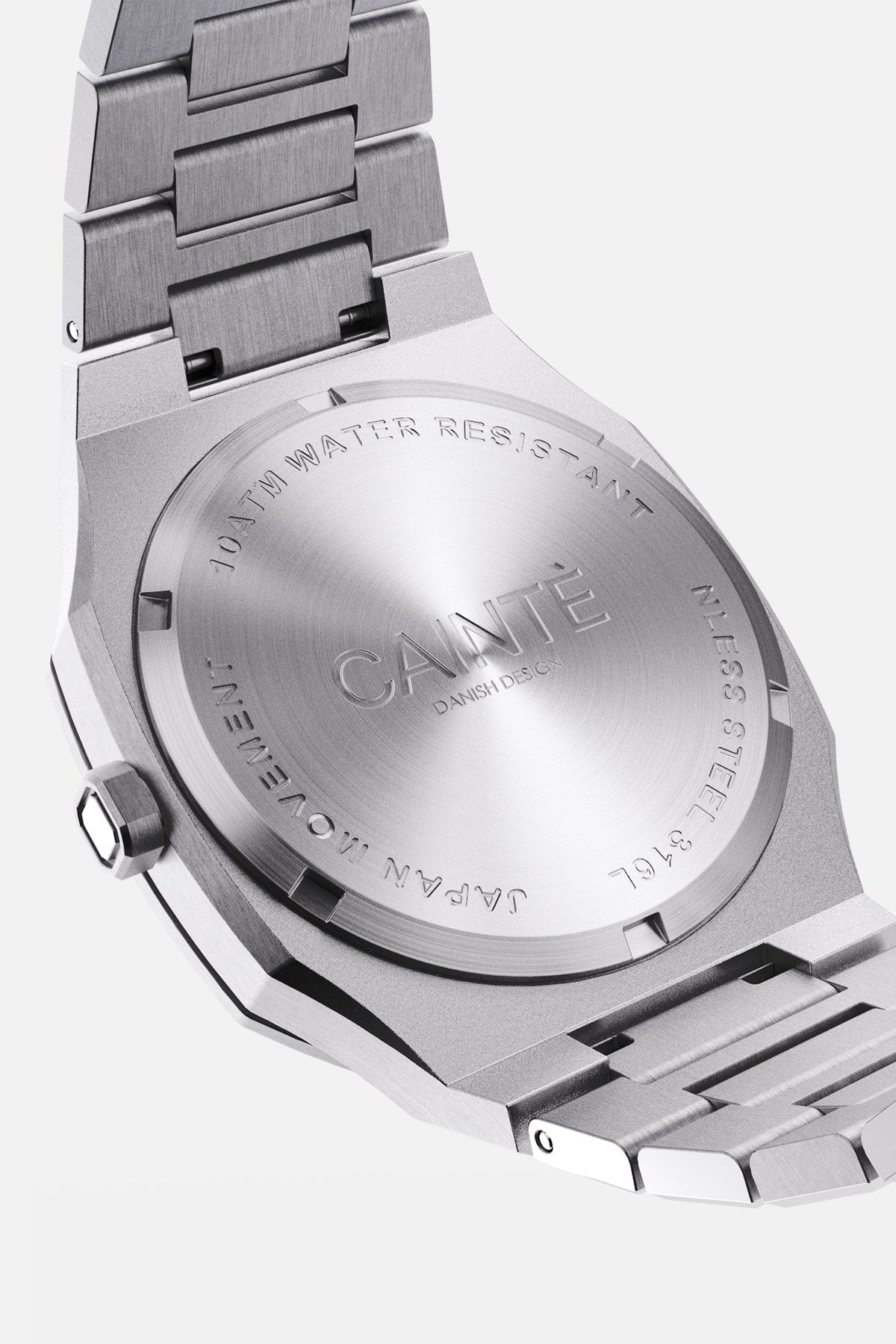 Solid case back of the octagonal watch