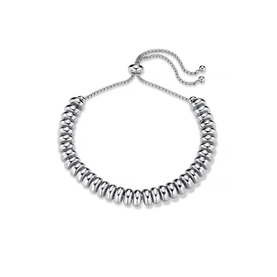 Silver-tone nugget bead slider bracelet