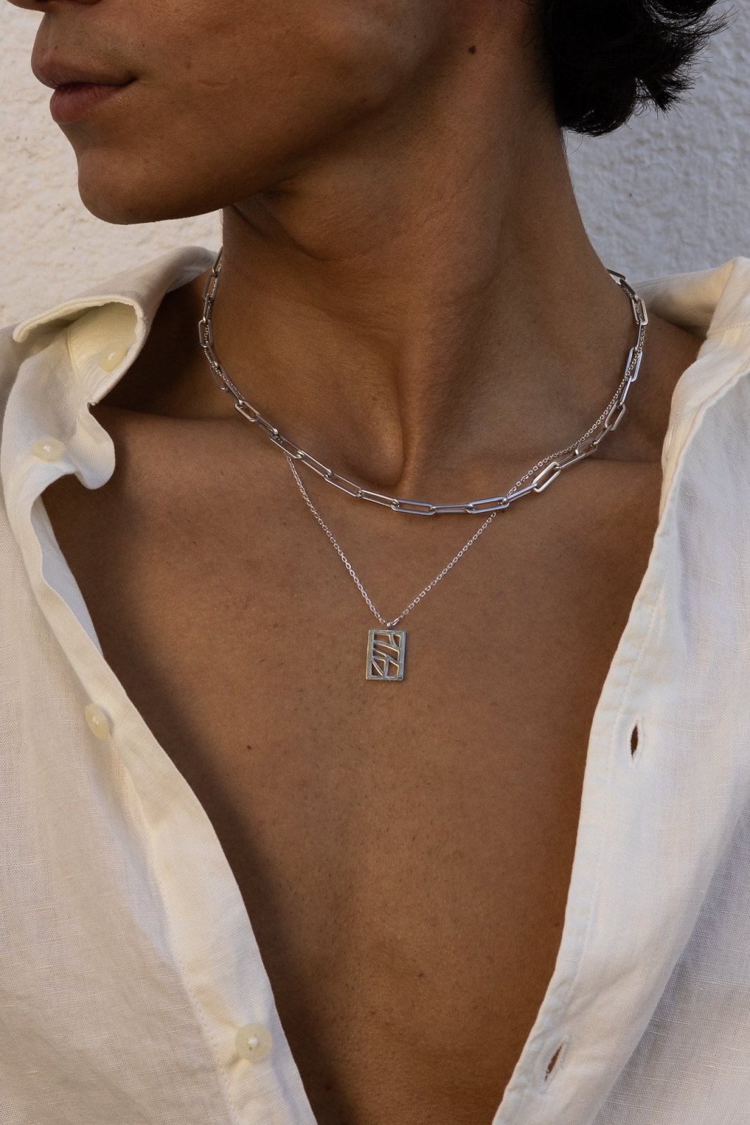 Silver-tone paperclip chain necklace, view 6 of 6