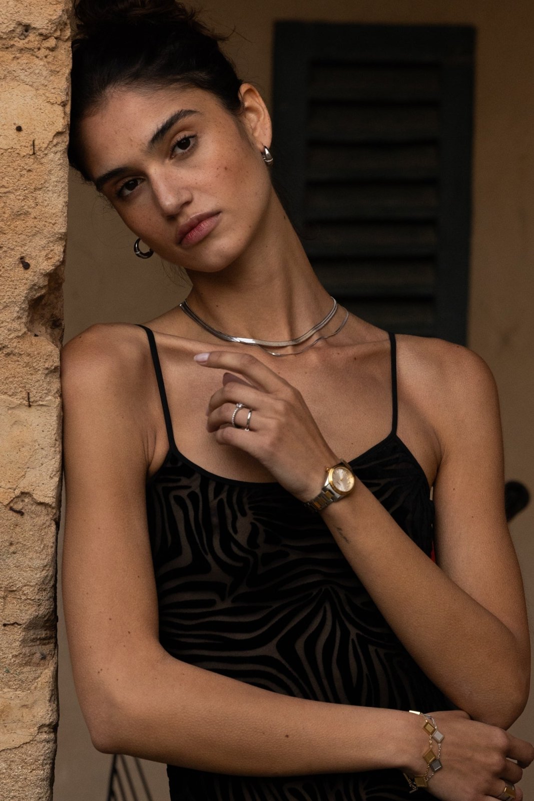 Silver-tone 2 mm herringbone chain necklace, view 4 of 8