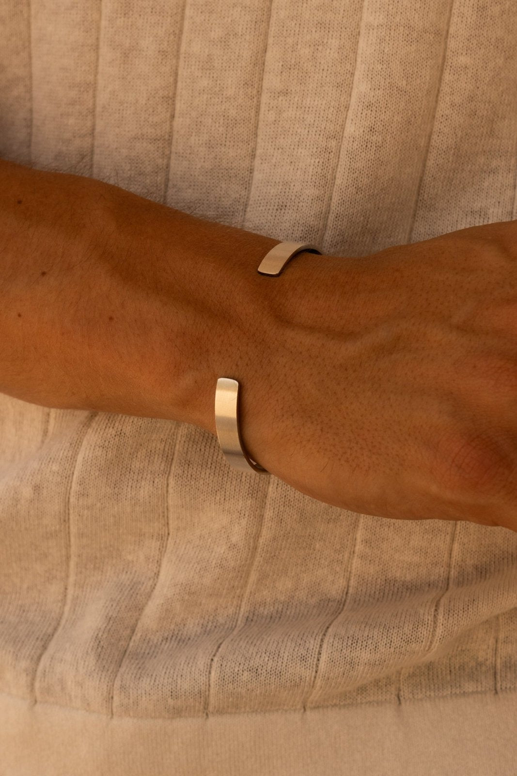 Silver-tone matte cuff bracelet, view 5 of 6