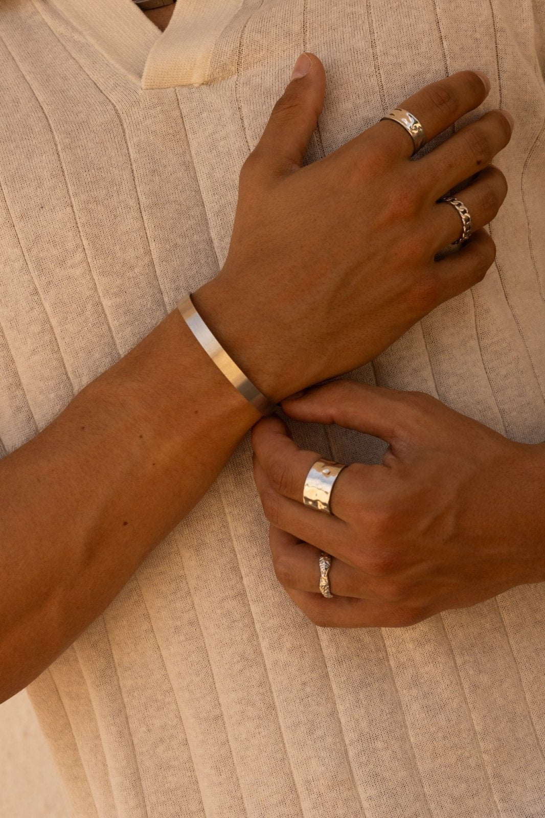 Silver-tone matte cuff bracelet, view 6 of 6