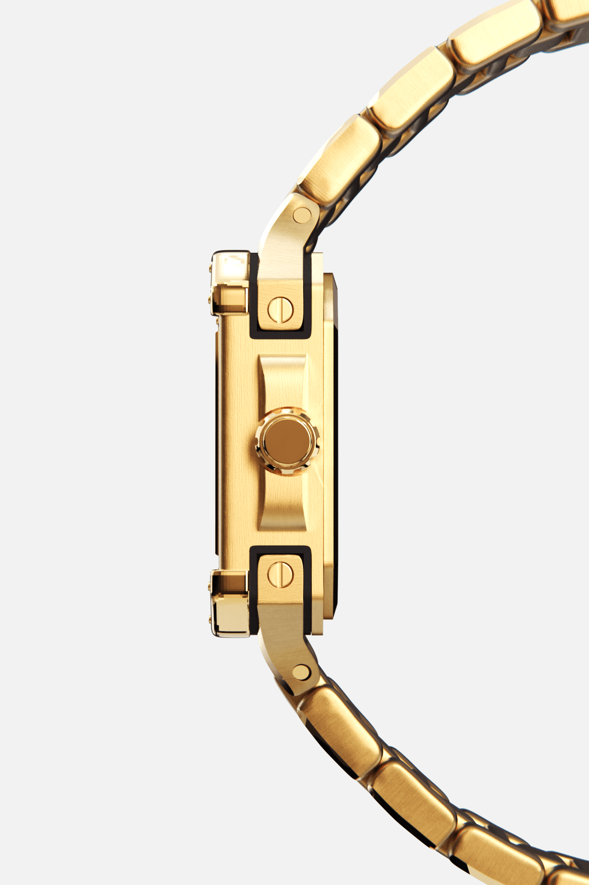 Side profile of the square case and crown