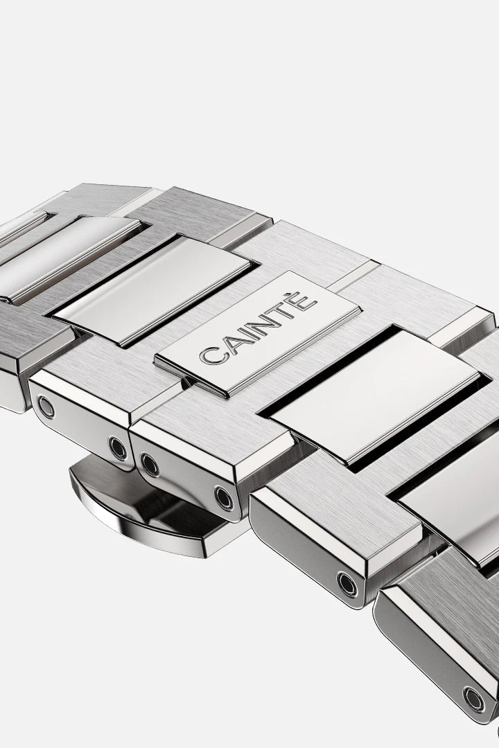 Folding clasp and brushed links of the bracelet