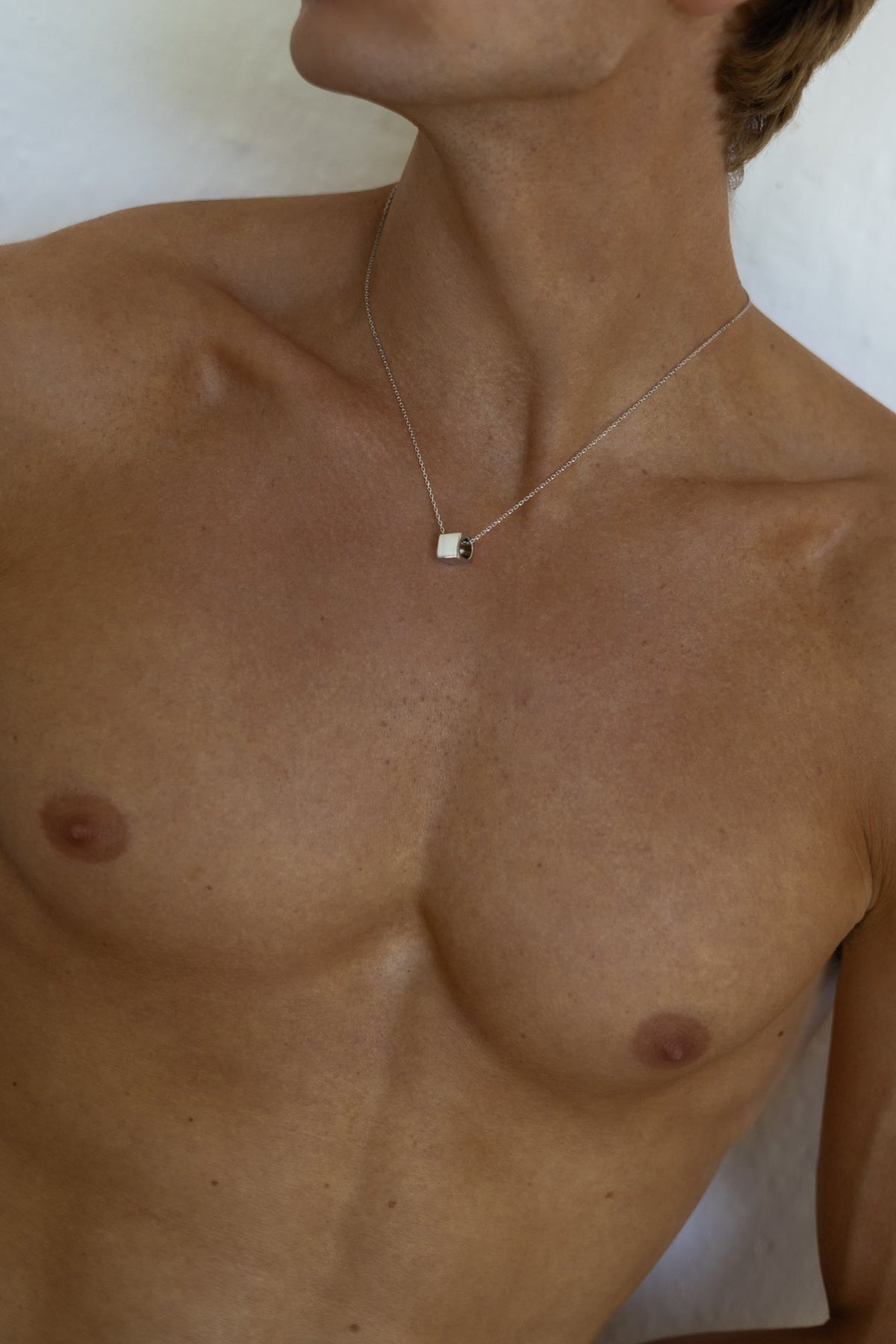 Silver-tone cube pendant necklace, view 6 of 7