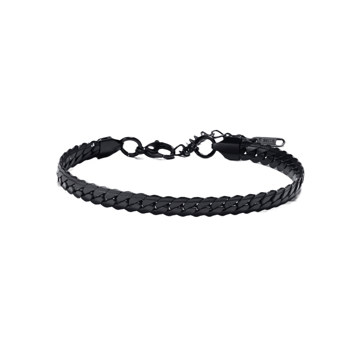 Black flat curb chain bracelet with lobster clasp