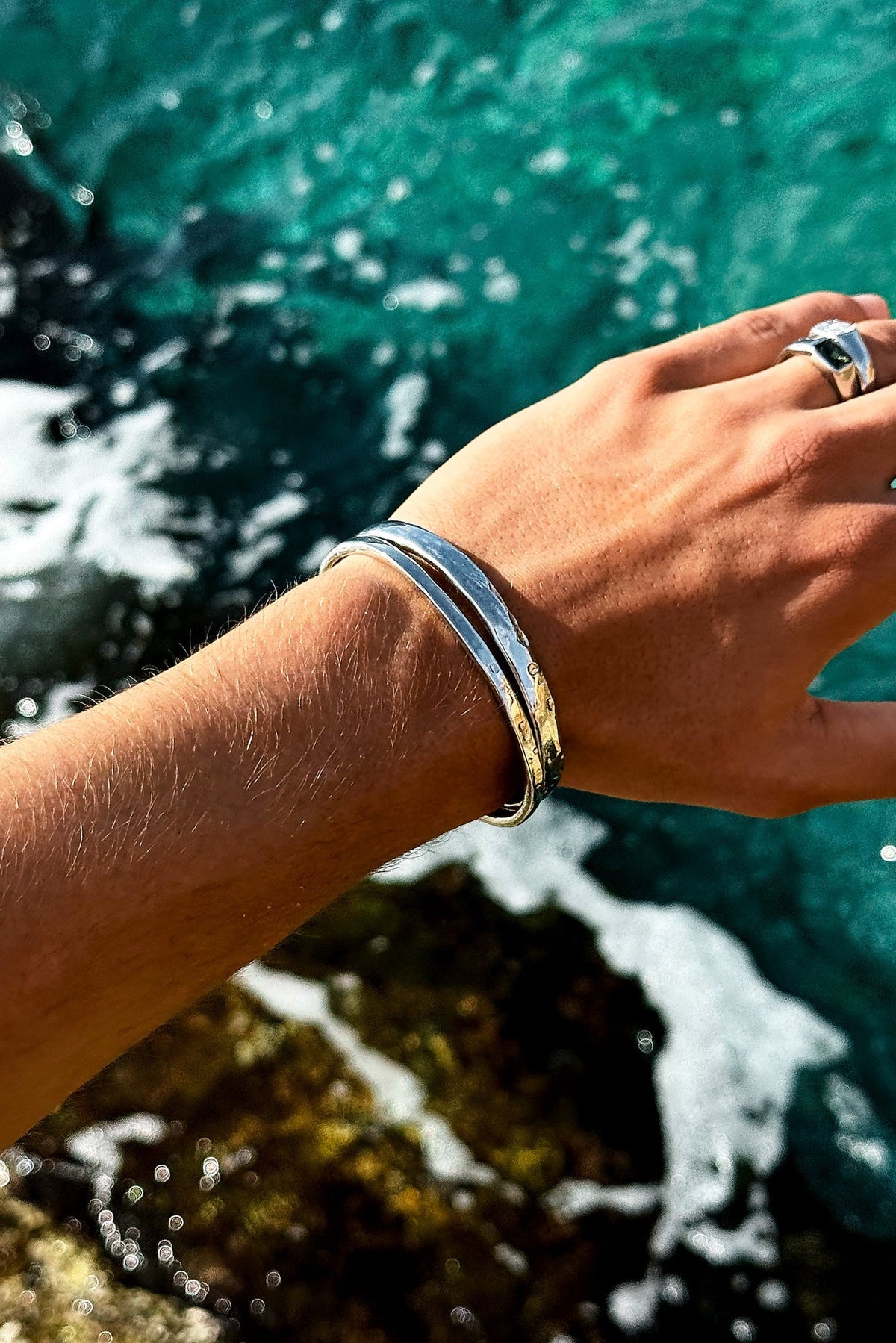 Silver-tone double band cuff bracelet, view 9 of 9