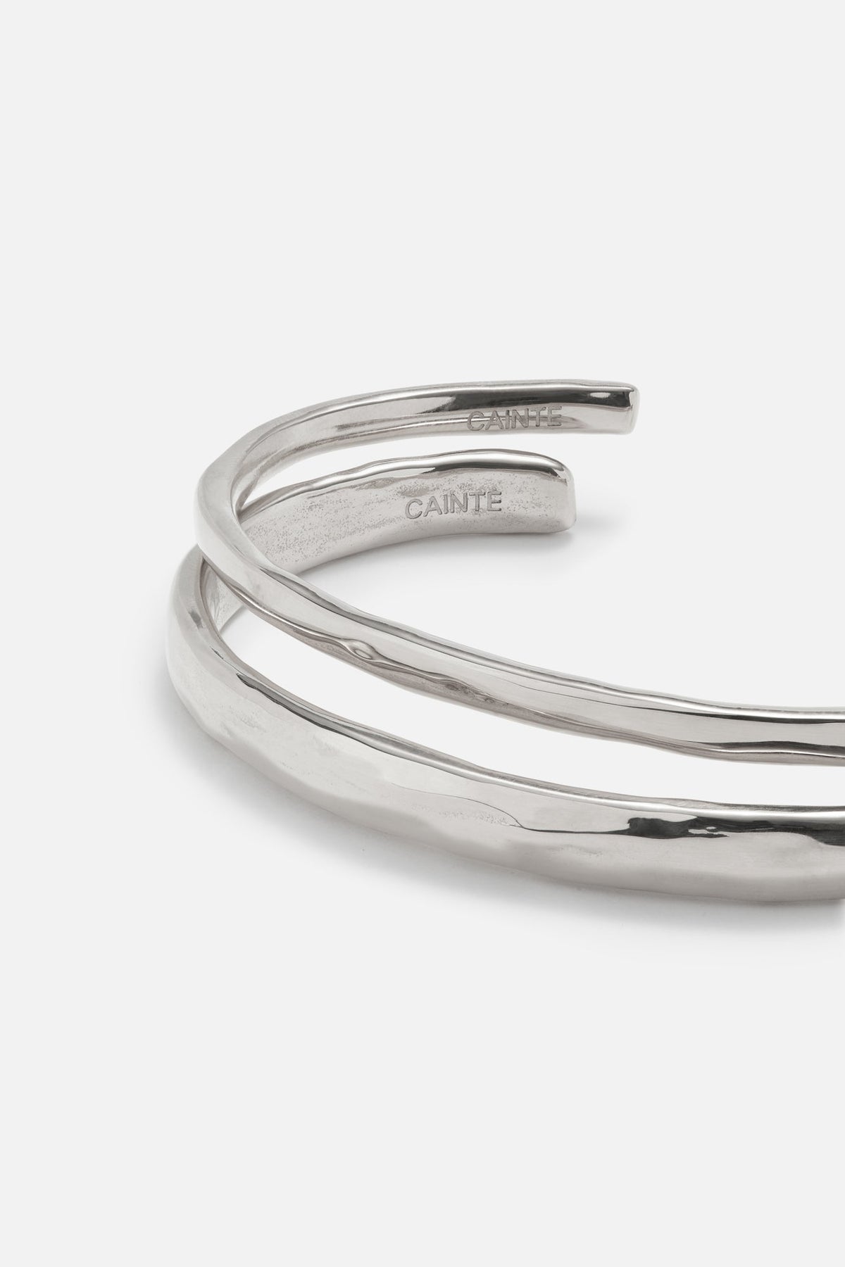 Silver-tone double band cuff bracelet, view 3 of 9