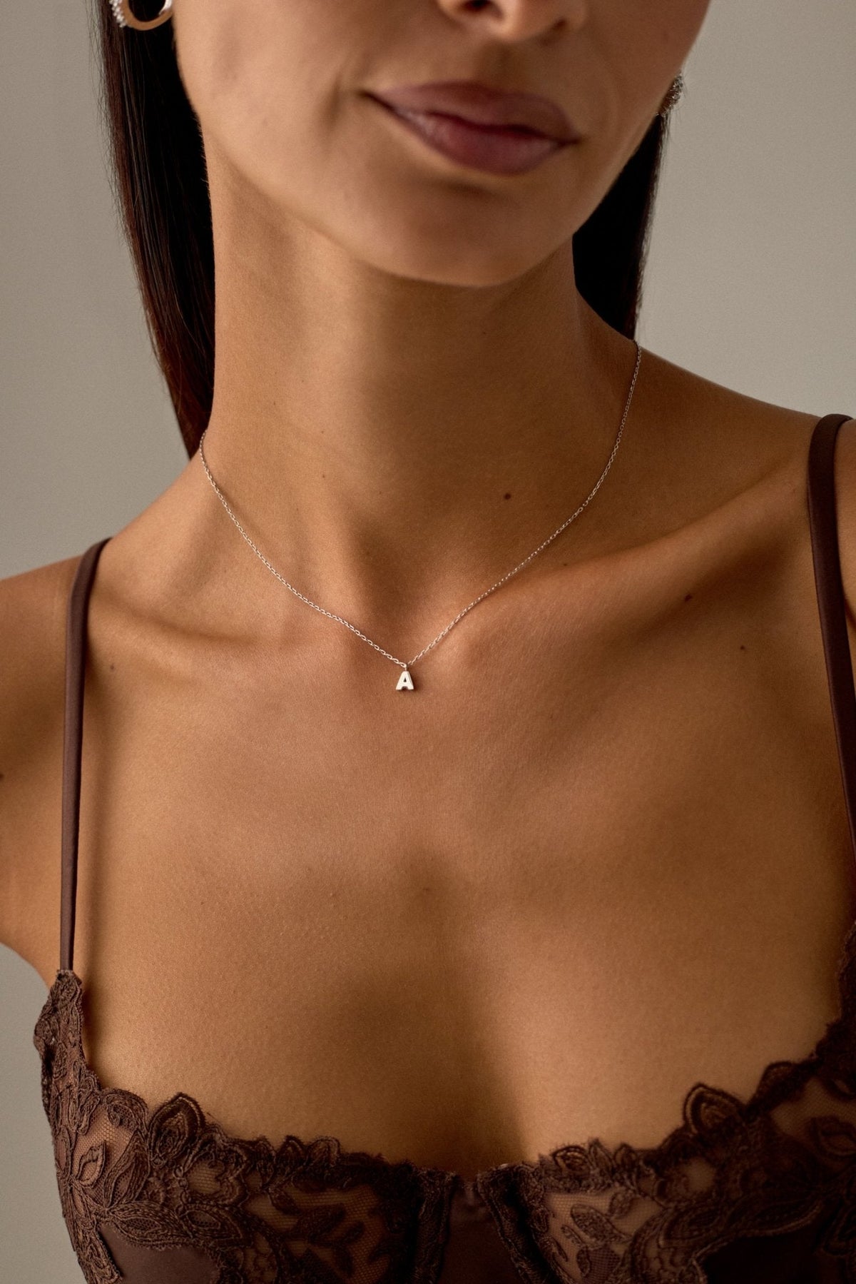 Silver-tone initial necklace, view 4 of 37