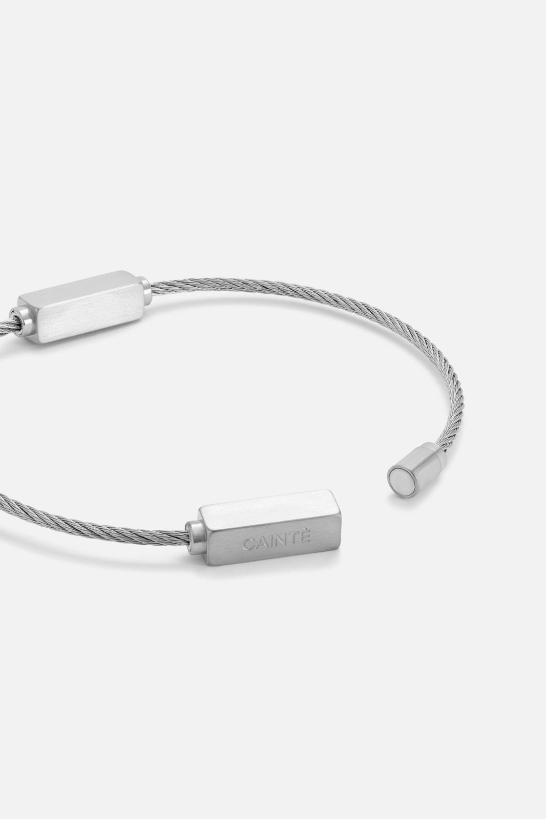 Silver-tone cable bracelet with brushed bars, view 3 of 4