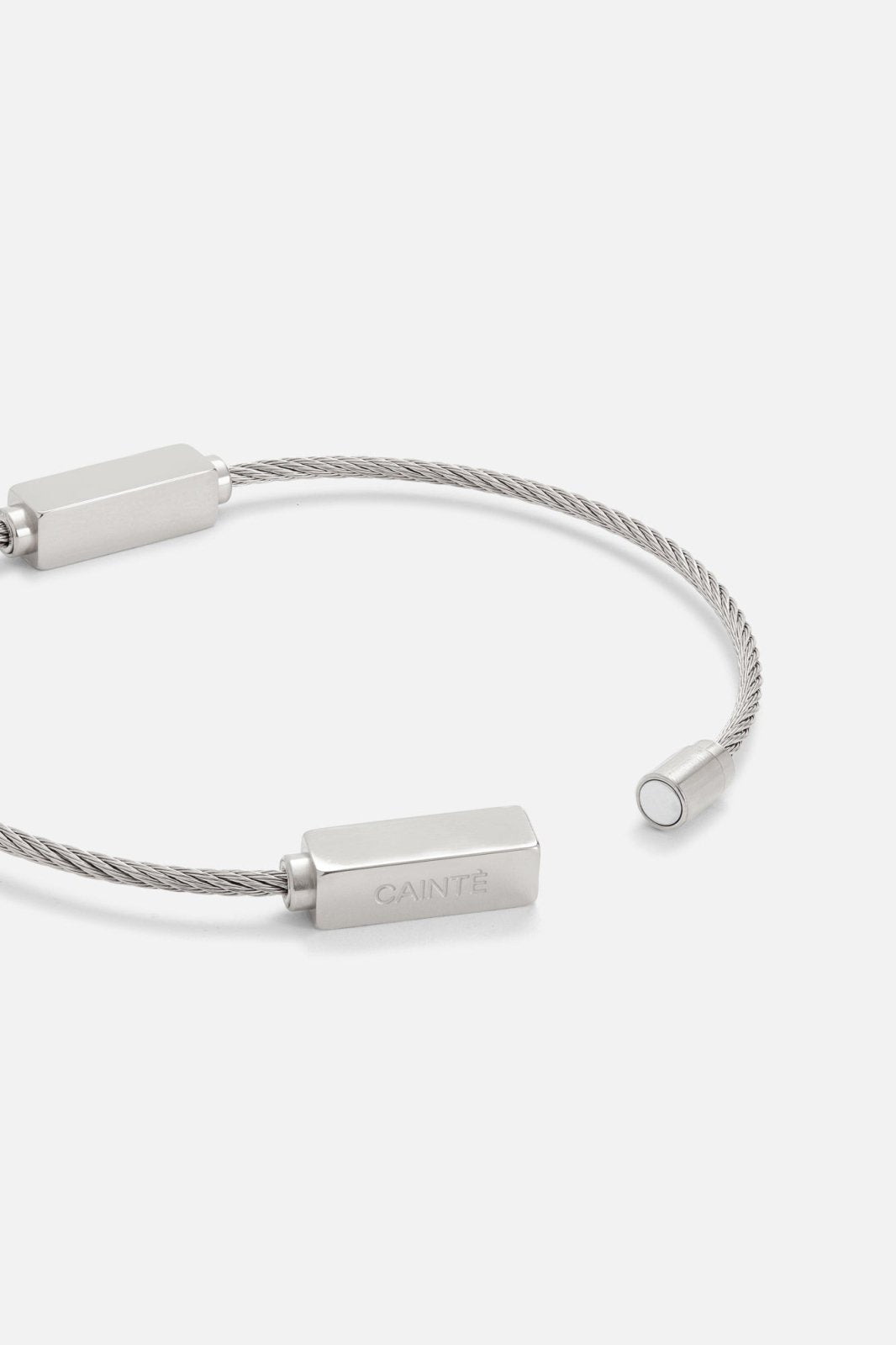 Silver-tone cable bracelet with polished bars, view 5 of 6
