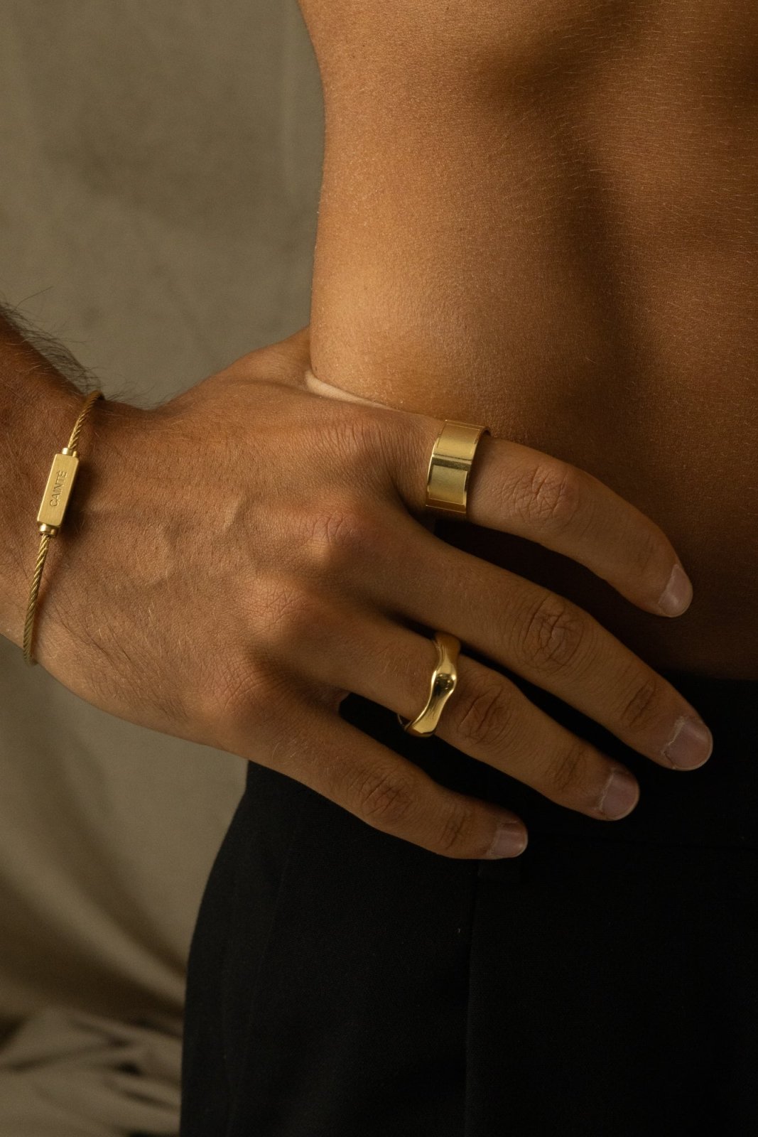 Wide gold-tone band ring, view 6 of 7