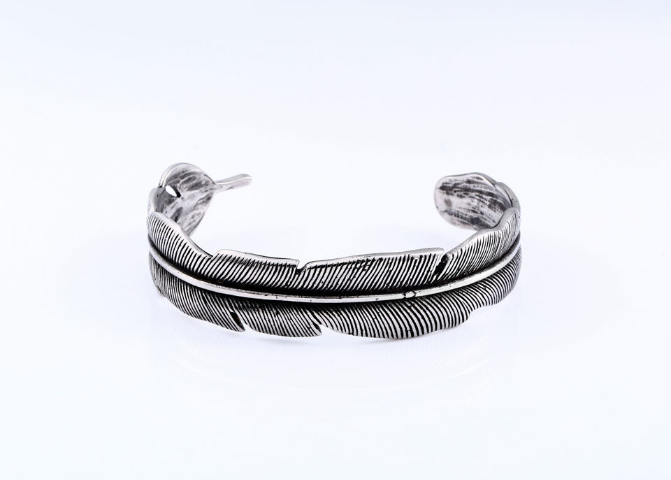 Feather cuff bracelet, front view