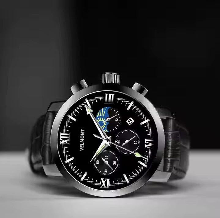 Black watch on a dark backdrop
