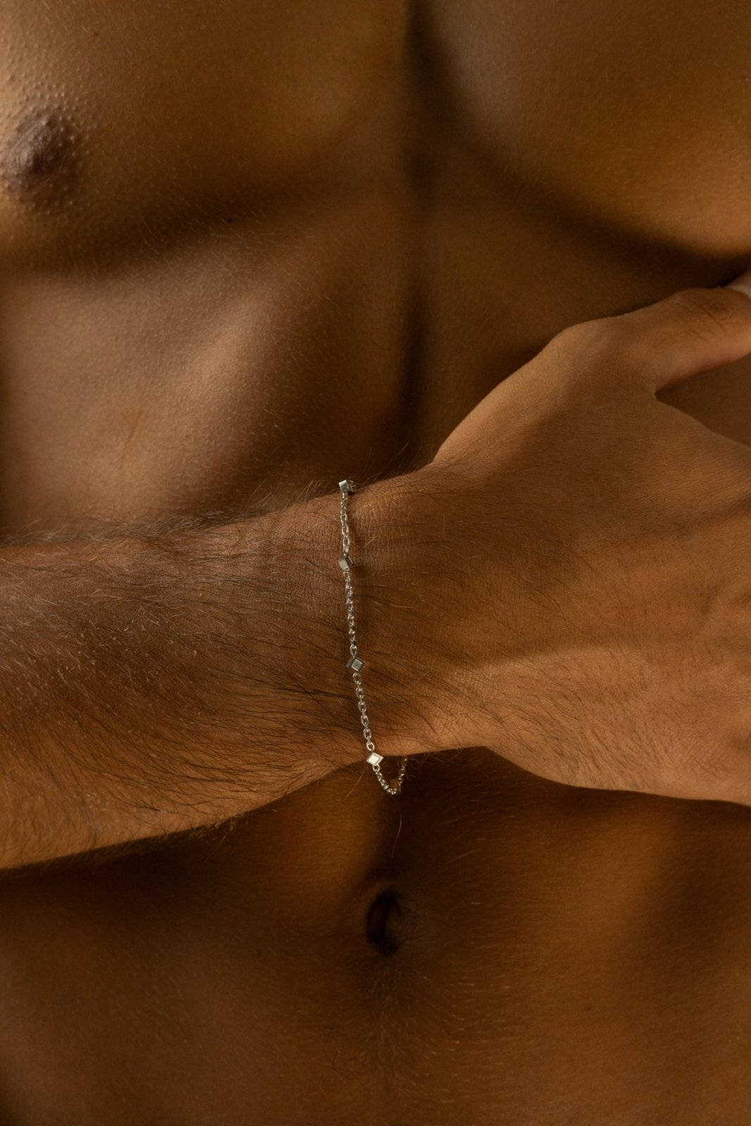 Silver-tone station chain bracelet with beads, view 4 of 6