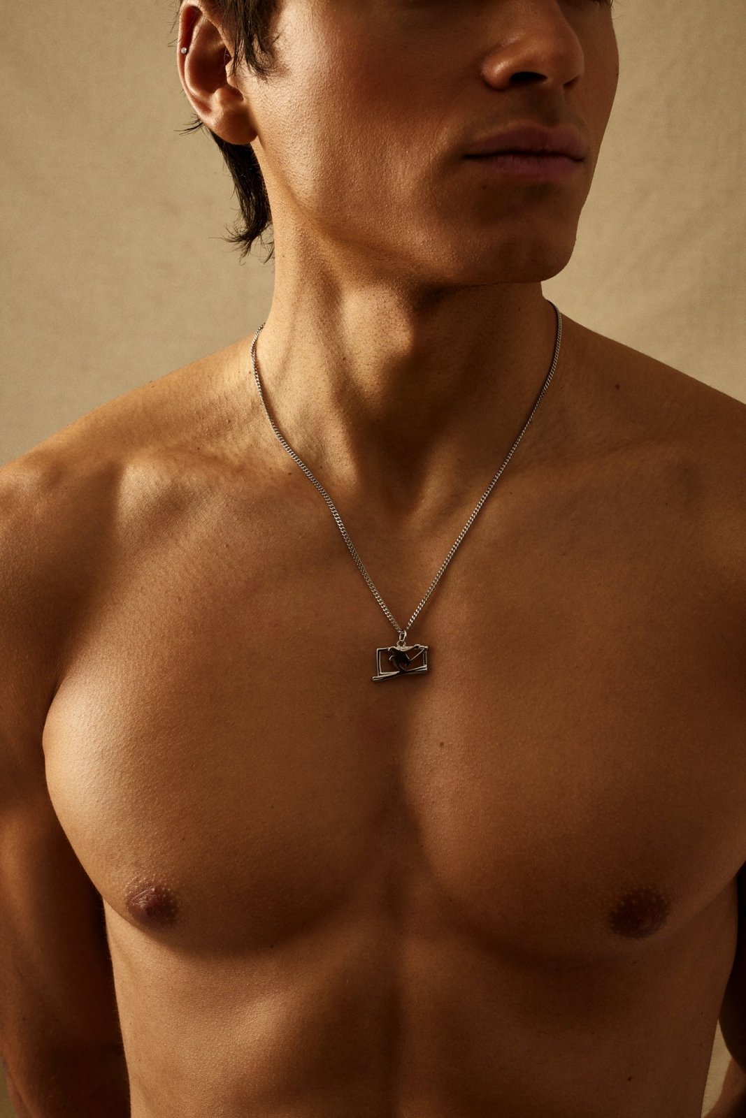 Silver-tone ski jumper pendant necklace, view 3 of 7