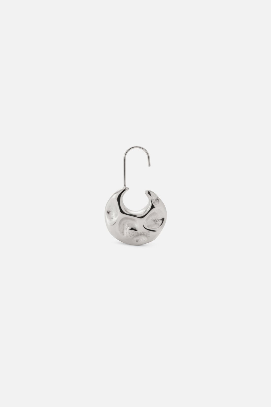 Single hammered disc drop earring on an open hook