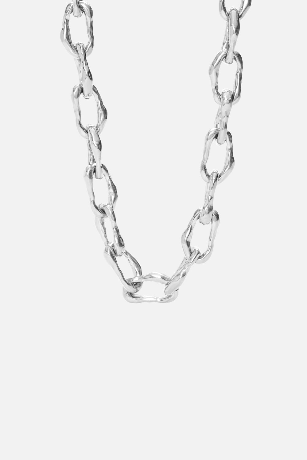 Silver-tone chunky oval link necklace, view 3 of 8