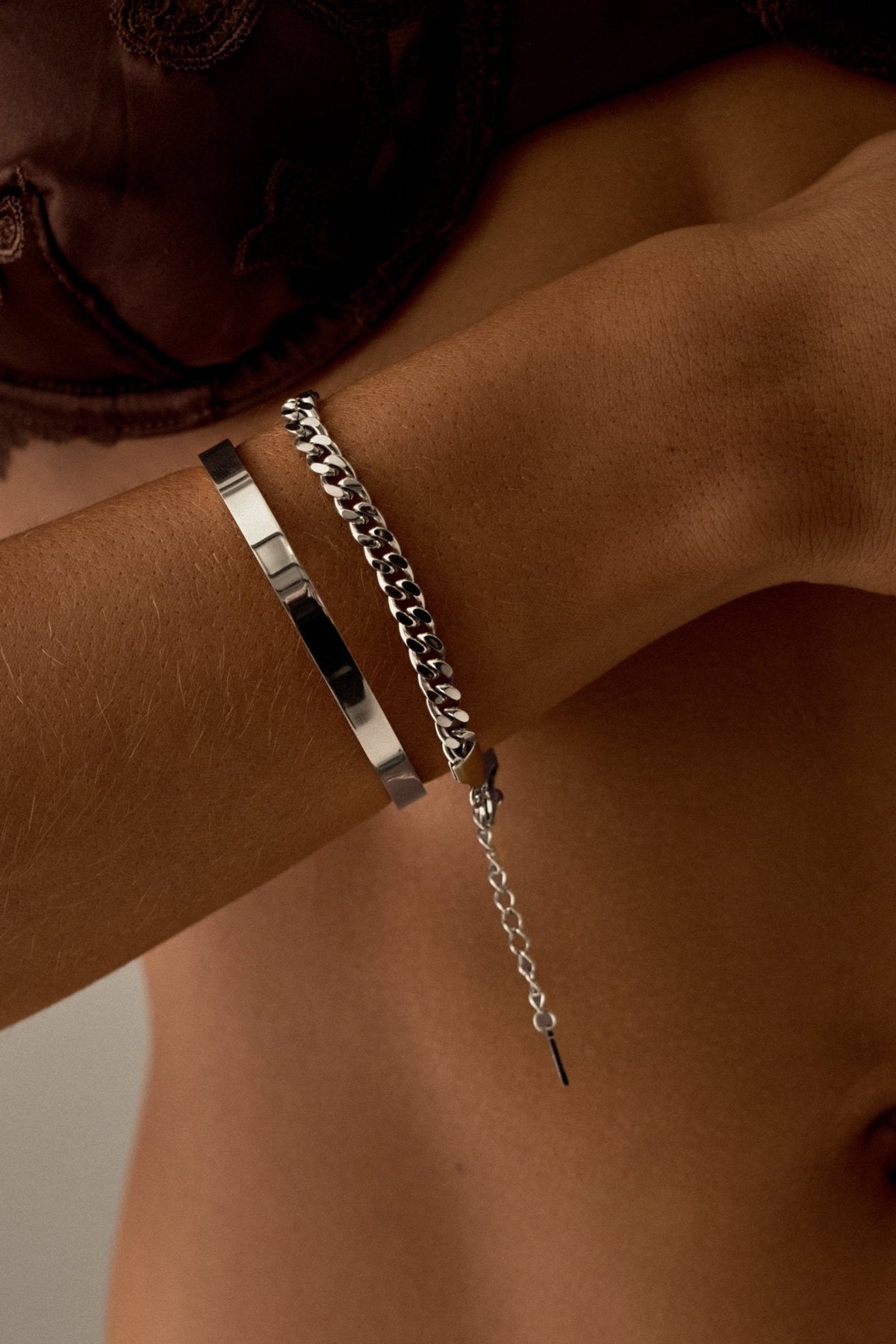 Silver-tone smooth rounded cuff, view 4 of 5