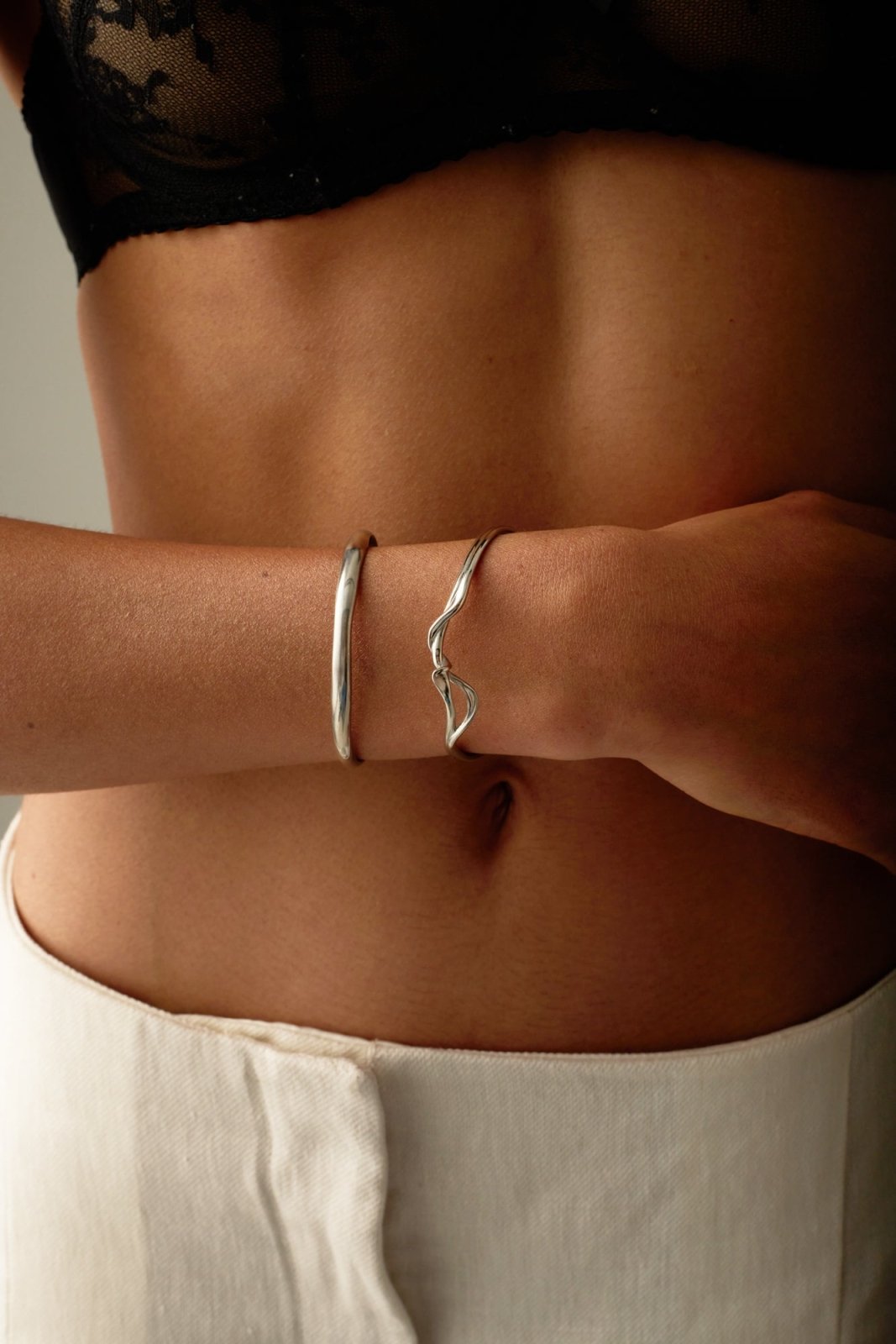 Silver-tone crossover twisted cuff, view 4 of 6
