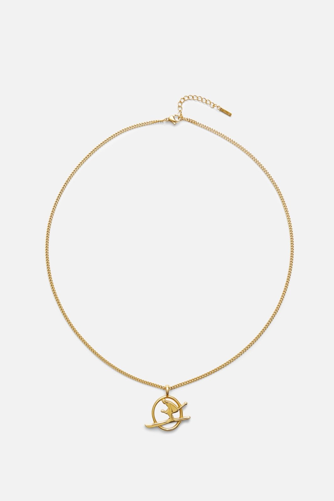 Gold-tone skier pendant necklace, view 3 of 4