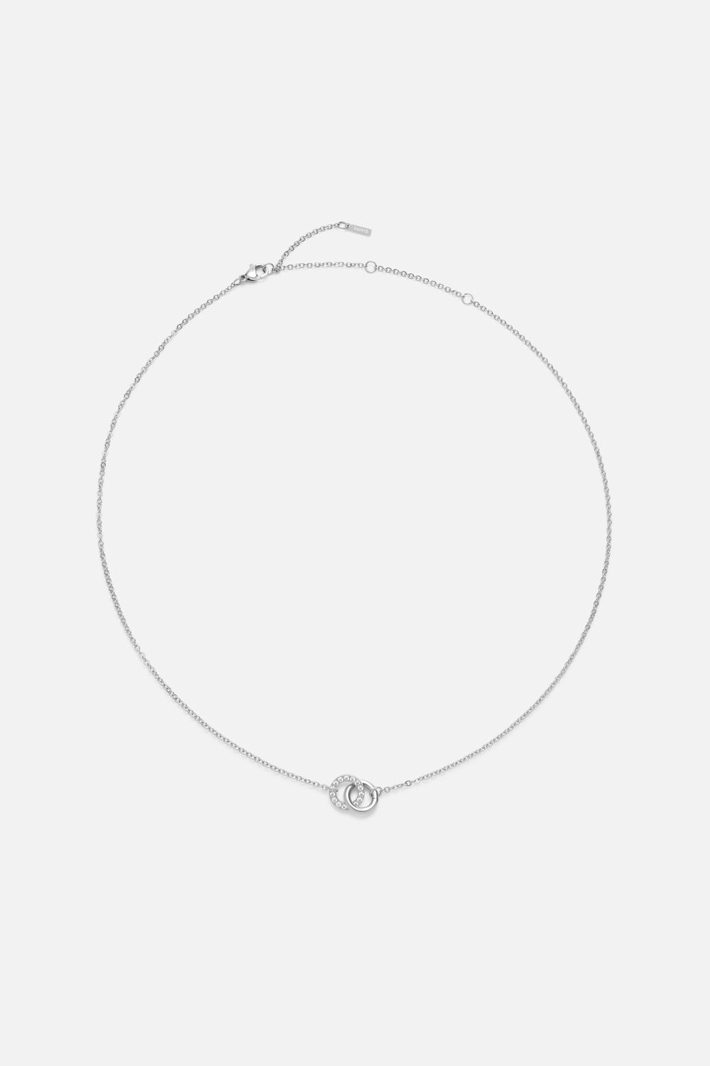 Silver-tone interlocking circles necklace, view 3 of 6