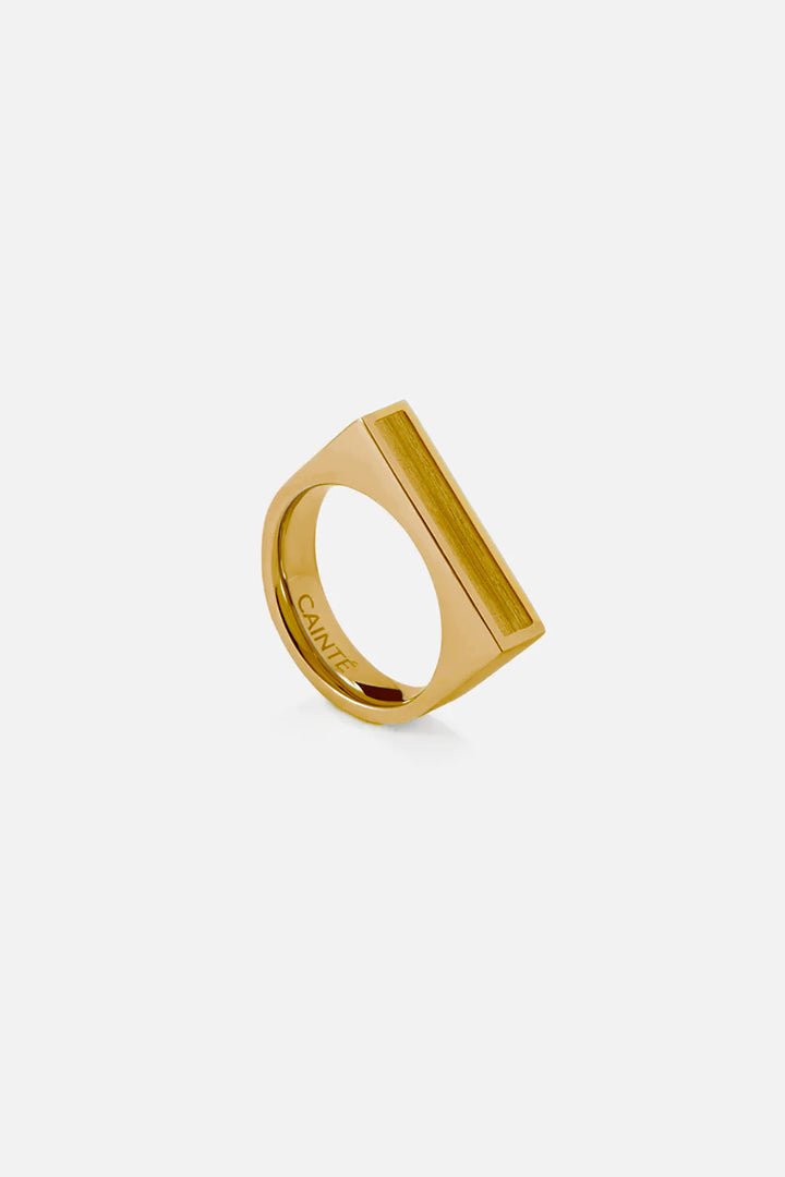 Gold-tone wide flat-top signet ring, view 3 of 4