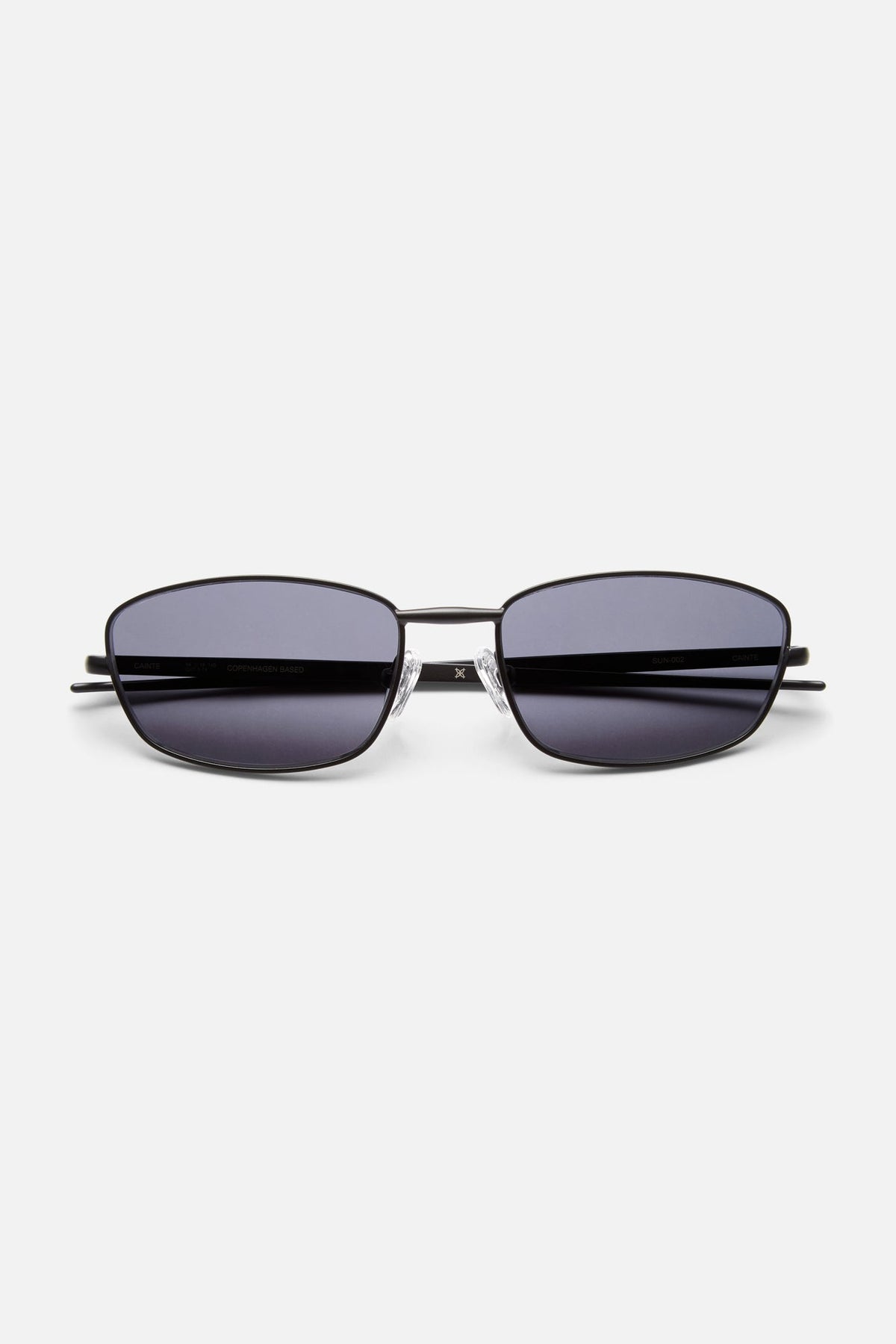 Black thin-frame sunglasses, front view