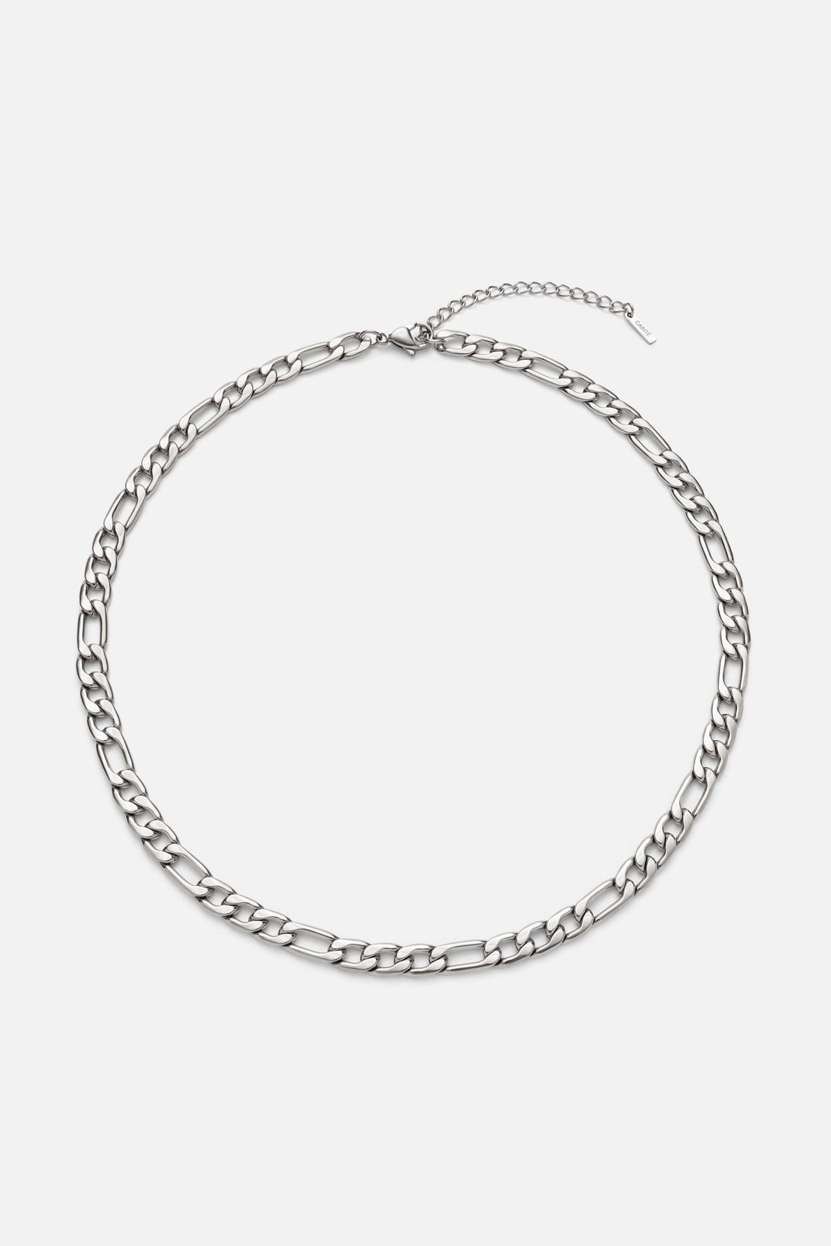 Silver-tone figaro chain necklace, relaxed style, view 3 of 7