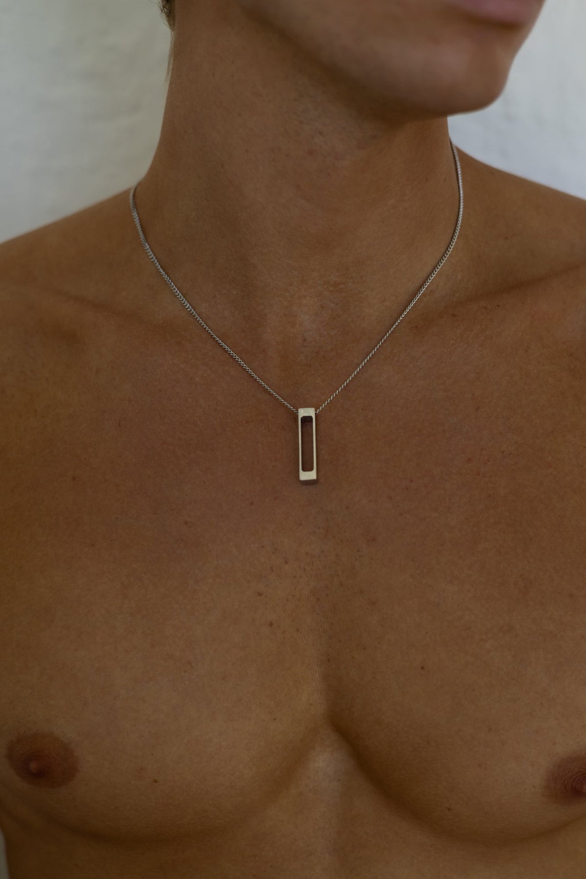 Silver-tone vertical bar pendant necklace, view 4 of 6