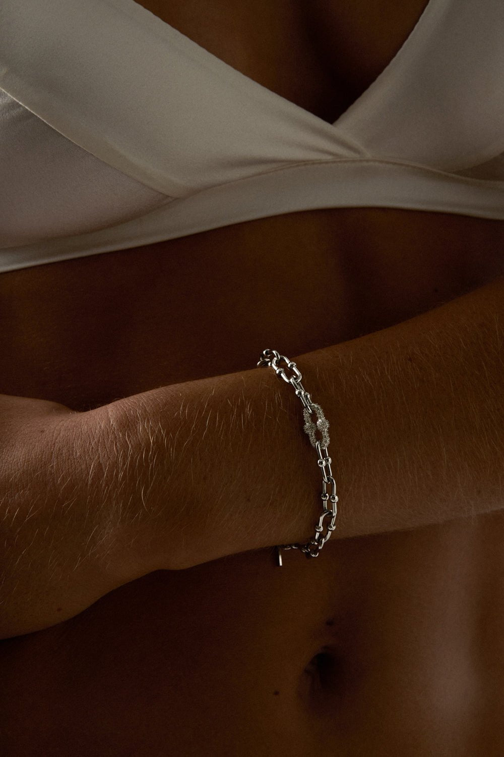 Silver-tone chunky textured link bracelet, view 2 of 5