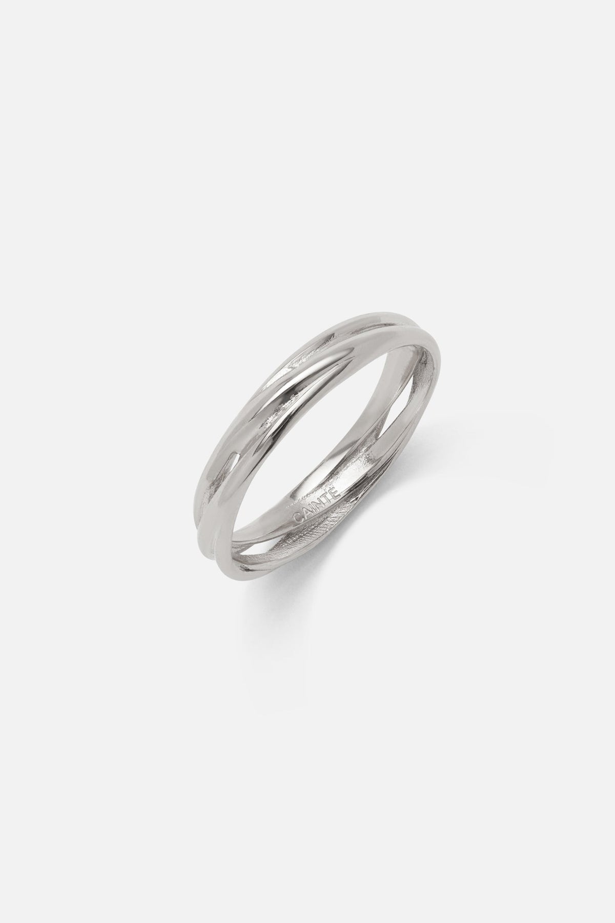 Silver-tone intertwined double band ring, view 3 of 7